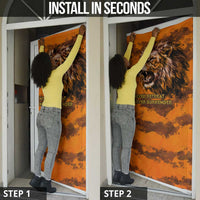 Shaka Zulu Door Cover Warrior Fiery Roaring Lion - Never Retreat Never Surrender African Strength and Courage - Wonder Print Shop