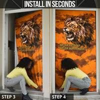 Shaka Zulu Door Cover Warrior Fiery Roaring Lion - Never Retreat Never Surrender African Strength and Courage - Wonder Print Shop