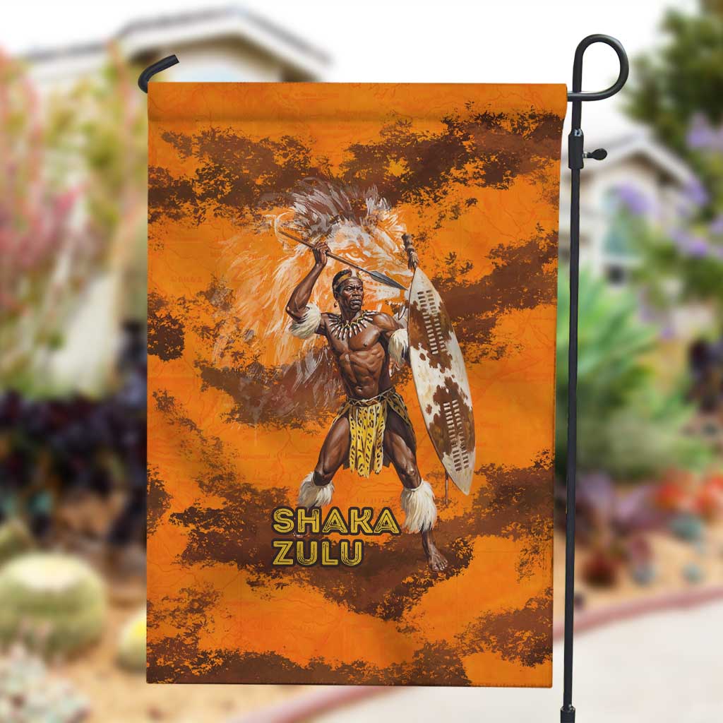 Shaka Zulu Garden Flag Warrior Fiery Roaring Lion - Never Retreat Never Surrender African Strength and Courage - Wonder Print Shop