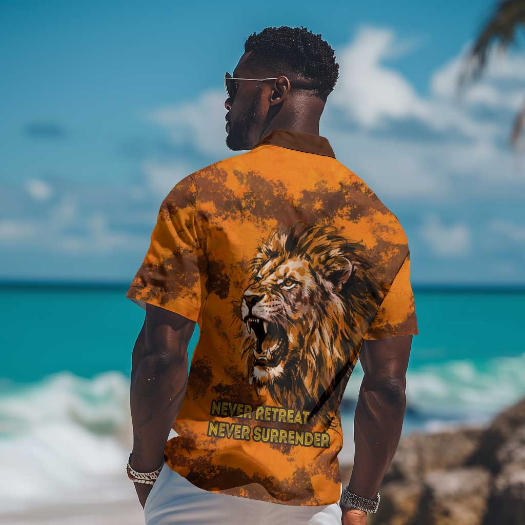 Shaka Zulu Hawaiian Shirt Warrior Fiery Roaring Lion - Never Retreat Never Surrender African Strength and Courage - Wonder Print Shop