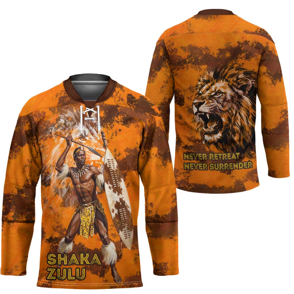 Shaka Zulu Hockey Jersey Warrior Fiery Roaring Lion - Never Retreat Never Surrender African Strength and Courage - Wonder Print Shop