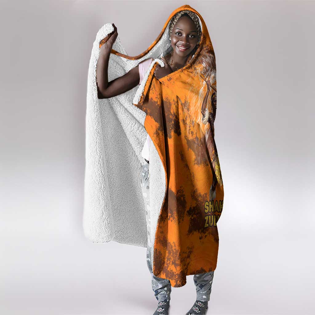 Shaka Zulu Hooded Blanket Warrior Fiery Roaring Lion - Never Retreat Never Surrender African Strength and Courage - Wonder Print Shop