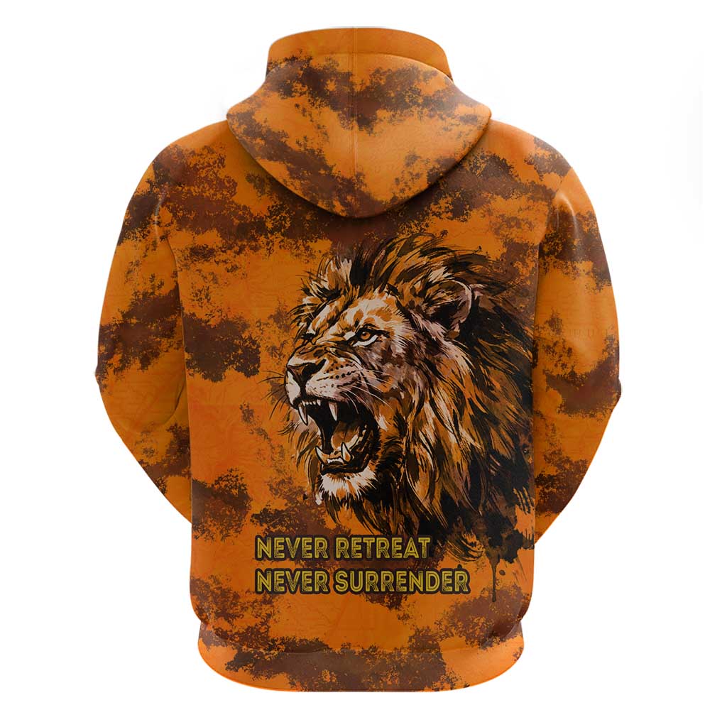 Shaka Zulu Hoodie Warrior Fiery Roaring Lion - Never Retreat Never Surrender African Strength and Courage - Wonder Print Shop