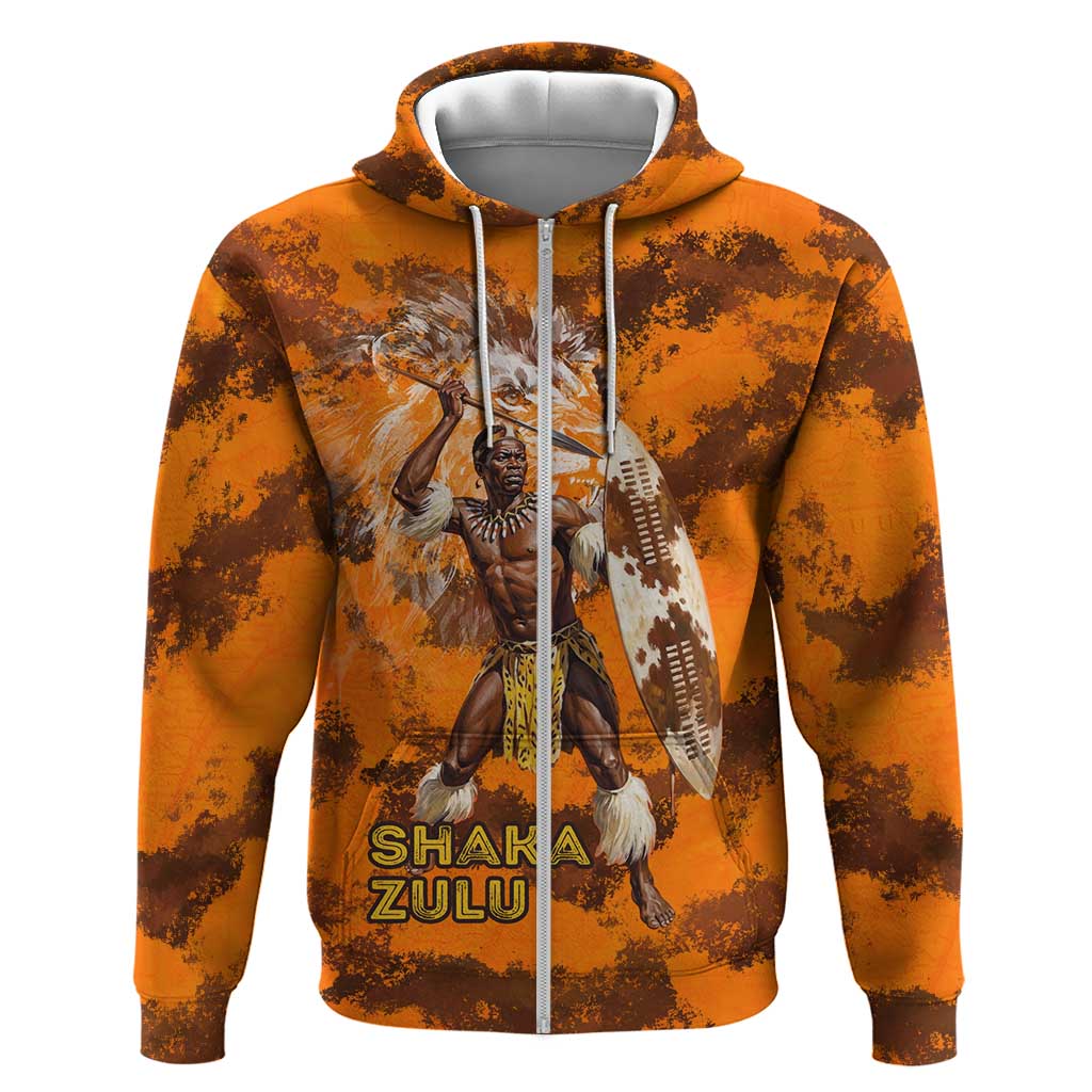 Shaka Zulu Hoodie Warrior Fiery Roaring Lion - Never Retreat Never Surrender African Strength and Courage - Wonder Print Shop