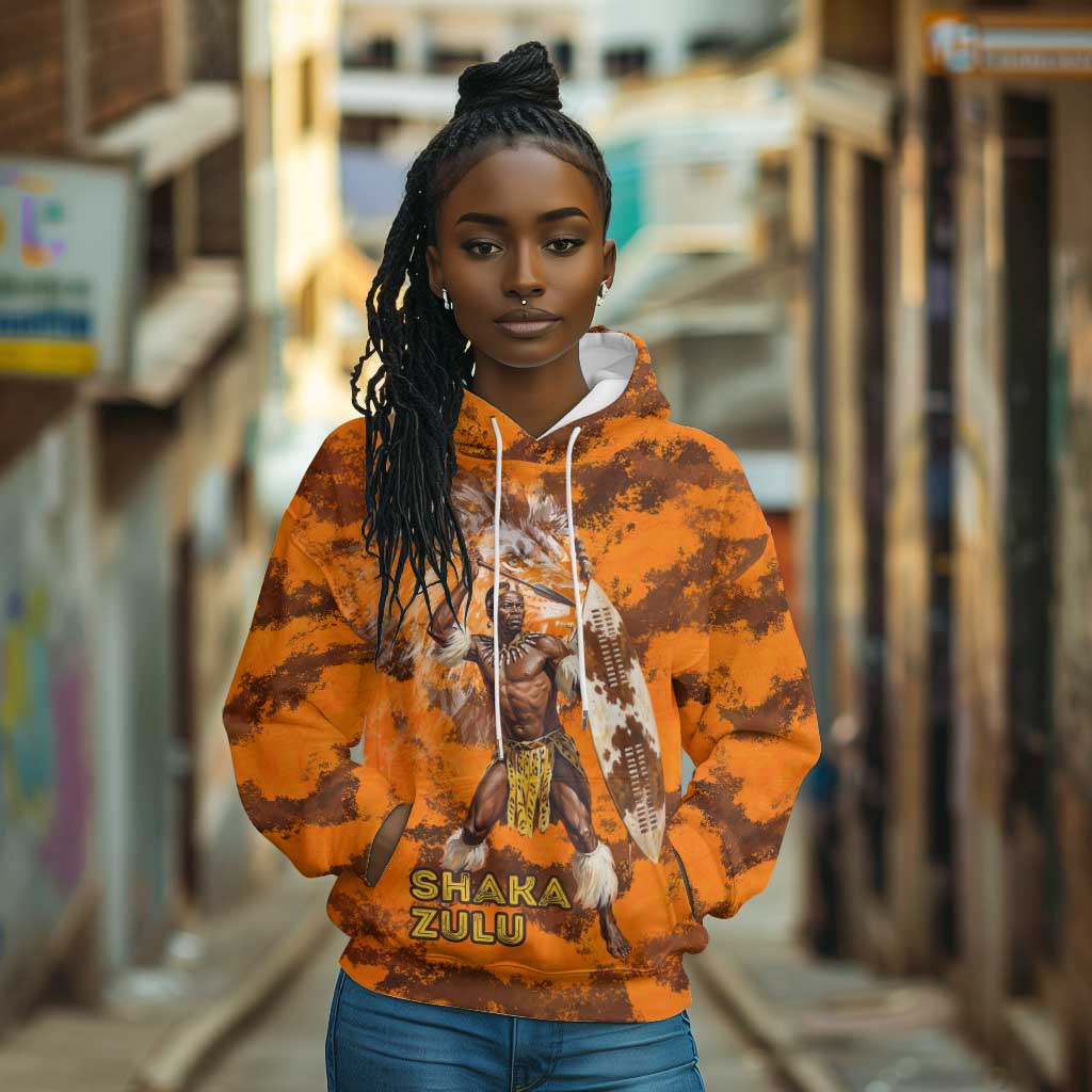 Shaka Zulu Hoodie Warrior Fiery Roaring Lion - Never Retreat Never Surrender African Strength and Courage - Wonder Print Shop