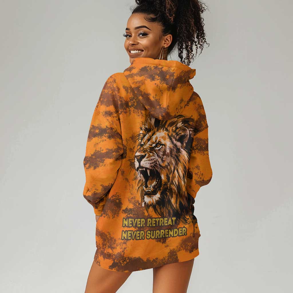 Shaka Zulu Hoodie Dress Warrior Fiery Roaring Lion - Never Retreat Never Surrender African Strength and Courage - Wonder Print Shop