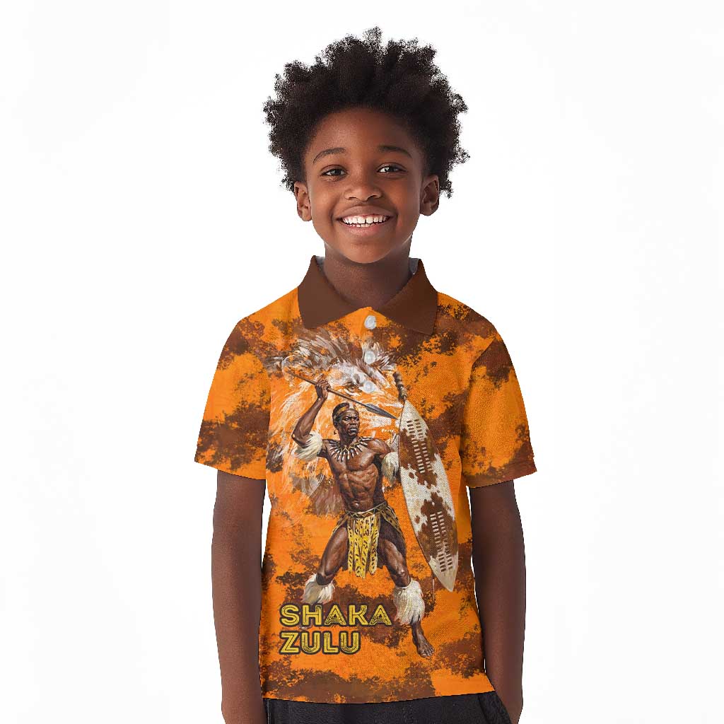 Shaka Zulu Kid Polo Shirt Warrior Fiery Roaring Lion - Never Retreat Never Surrender African Strength and Courage - Wonder Print Shop