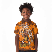 Shaka Zulu Kid Polo Shirt Warrior Fiery Roaring Lion - Never Retreat Never Surrender African Strength and Courage - Wonder Print Shop