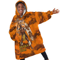 Shaka Zulu Kid Wearable Blanket Hoodie Warrior Fiery Roaring Lion - Never Retreat Never Surrender African Strength and Courage - Wonder Print Shop