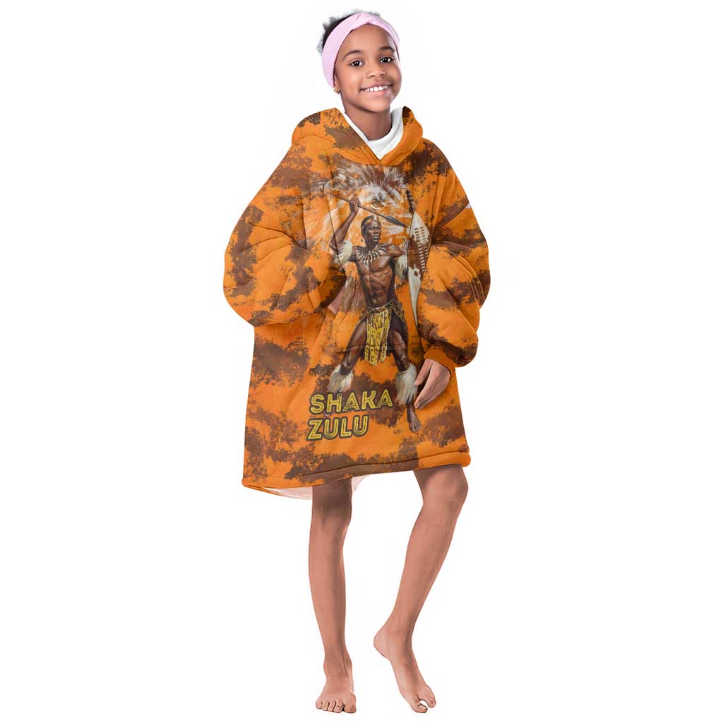 Shaka Zulu Kid Wearable Blanket Hoodie Warrior Fiery Roaring Lion - Never Retreat Never Surrender African Strength and Courage - Wonder Print Shop