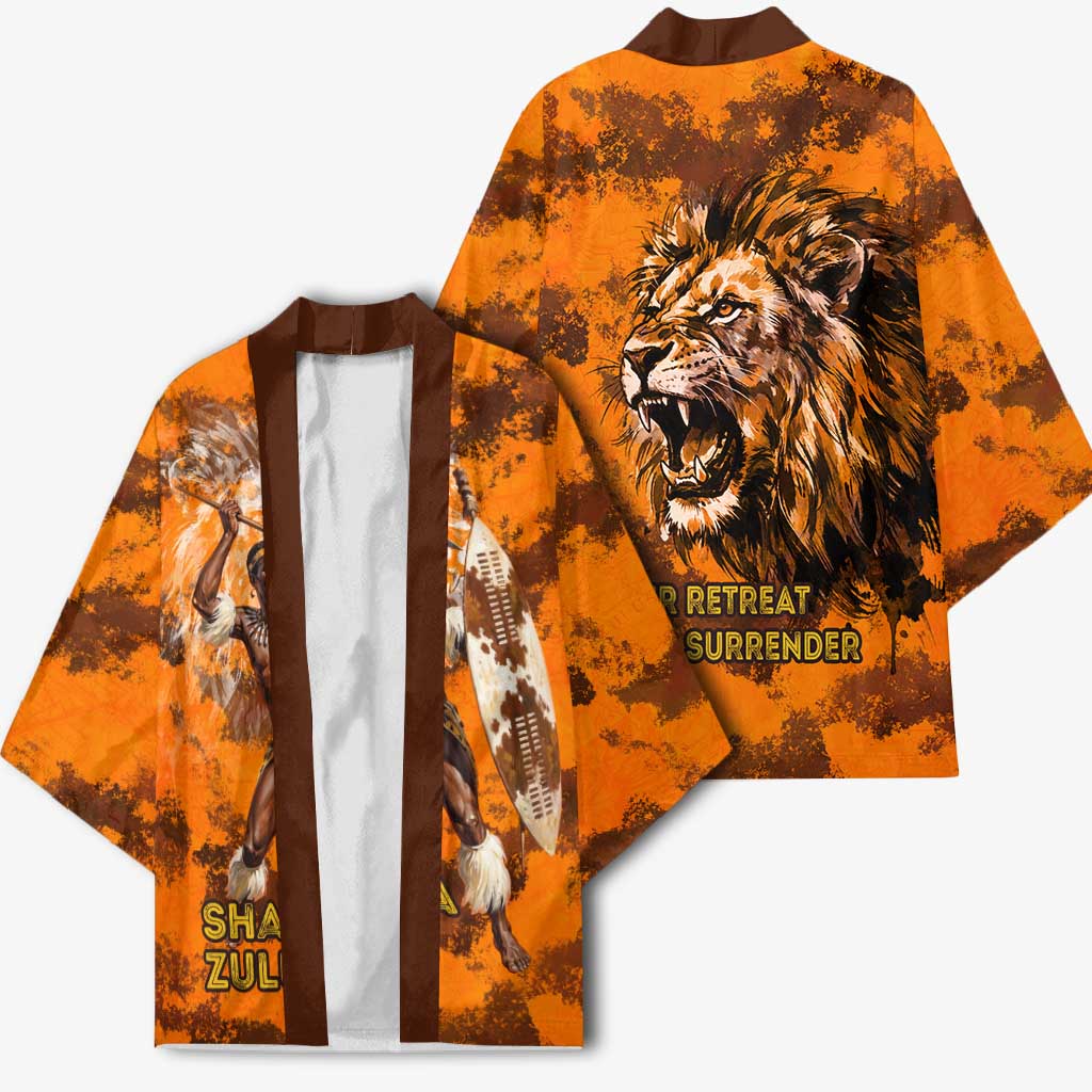 Shaka Zulu Kimono Warrior Fiery Roaring Lion - Never Retreat Never Surrender African Strength and Courage - Wonder Print Shop