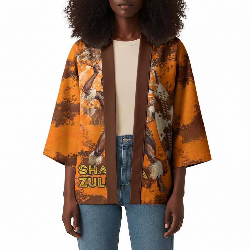 Shaka Zulu Kimono Warrior Fiery Roaring Lion - Never Retreat Never Surrender African Strength and Courage - Wonder Print Shop
