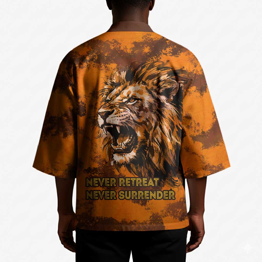 Shaka Zulu Kimono Warrior Fiery Roaring Lion - Never Retreat Never Surrender African Strength and Courage - Wonder Print Shop