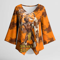 Shaka Zulu Kimono Sleeve Blouse Warrior Fiery Roaring Lion - Never Retreat Never Surrender African Strength and Courage - Wonder Print Shop