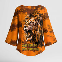 Shaka Zulu Kimono Sleeve Blouse Warrior Fiery Roaring Lion - Never Retreat Never Surrender African Strength and Courage - Wonder Print Shop