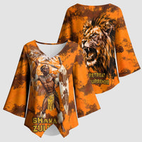 Shaka Zulu Kimono Sleeve Blouse Warrior Fiery Roaring Lion - Never Retreat Never Surrender African Strength and Courage - Wonder Print Shop