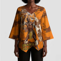 Shaka Zulu Kimono Sleeve Blouse Warrior Fiery Roaring Lion - Never Retreat Never Surrender African Strength and Courage - Wonder Print Shop