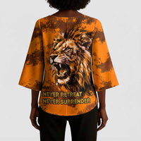 Shaka Zulu Kimono Sleeve Blouse Warrior Fiery Roaring Lion - Never Retreat Never Surrender African Strength and Courage - Wonder Print Shop