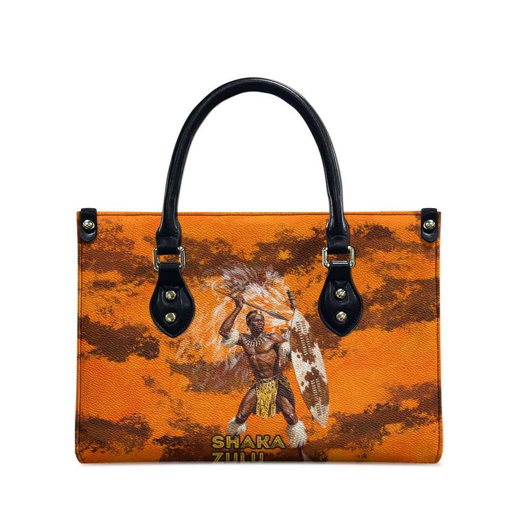 Shaka Zulu Leather Bag Warrior Fiery Roaring Lion - Never Retreat Never Surrender African Strength and Courage - Wonder Print Shop