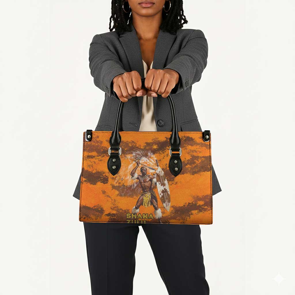 Shaka Zulu Leather Bag Warrior Fiery Roaring Lion - Never Retreat Never Surrender African Strength and Courage - Wonder Print Shop
