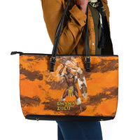 Shaka Zulu Leather Tote Bag Warrior Fiery Roaring Lion - Never Retreat Never Surrender African Strength and Courage - Wonder Print Shop