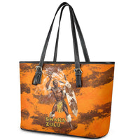 Shaka Zulu Leather Tote Bag Warrior Fiery Roaring Lion - Never Retreat Never Surrender African Strength and Courage - Wonder Print Shop