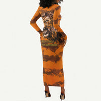 Shaka Zulu Long Sleeve Bodycon Dress Warrior Fiery Roaring Lion - Never Retreat Never Surrender African Strength and Courage - Wonder Print Shop