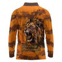 Shaka Zulu Long Sleeve Polo Shirt Warrior Fiery Roaring Lion - Never Retreat Never Surrender African Strength and Courage - Wonder Print Shop