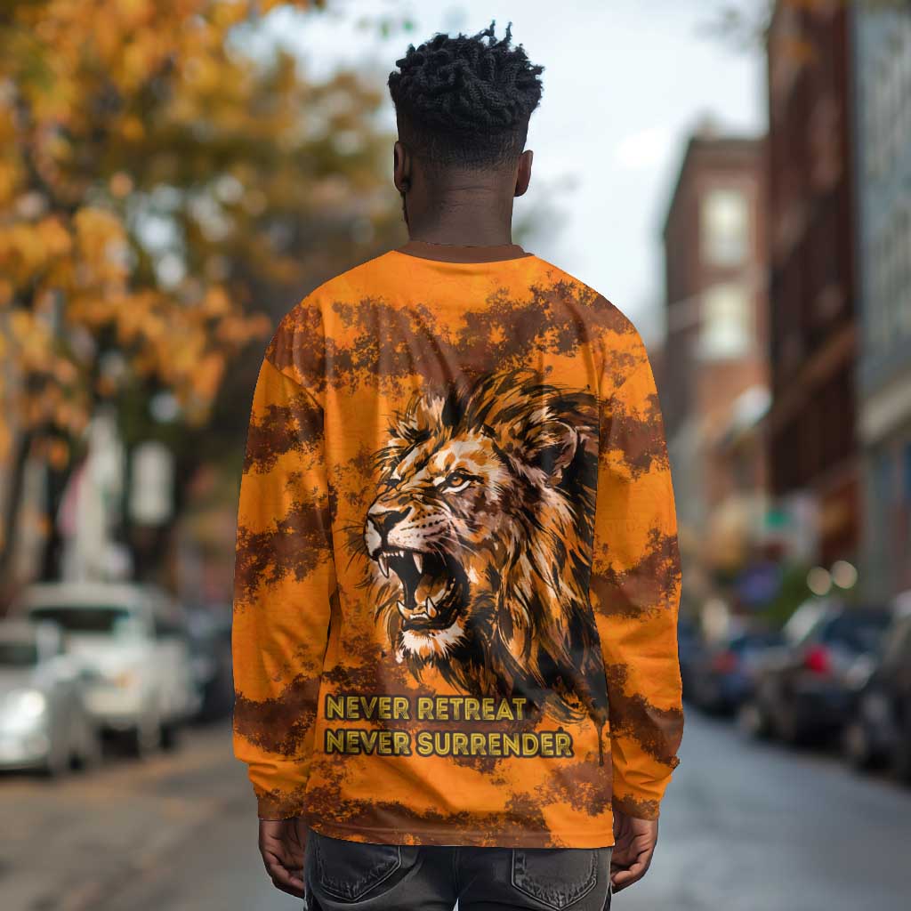 Shaka Zulu Long Sleeve Shirt Warrior Fiery Roaring Lion - Never Retreat Never Surrender African Strength and Courage - Wonder Print Shop