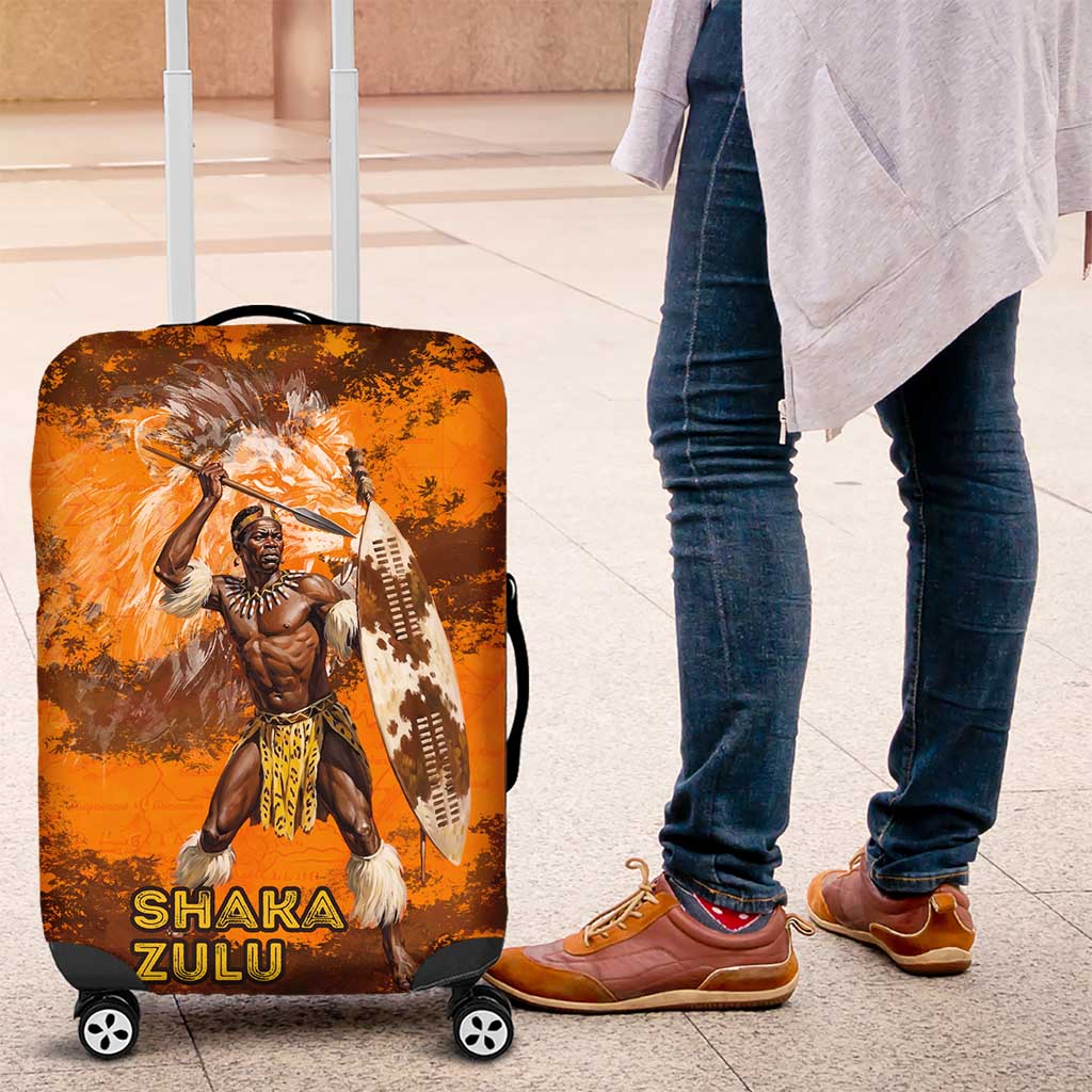Shaka Zulu Luggage Cover Warrior Fiery Roaring Lion - Never Retreat Never Surrender African Strength and Courage - Wonder Print Shop