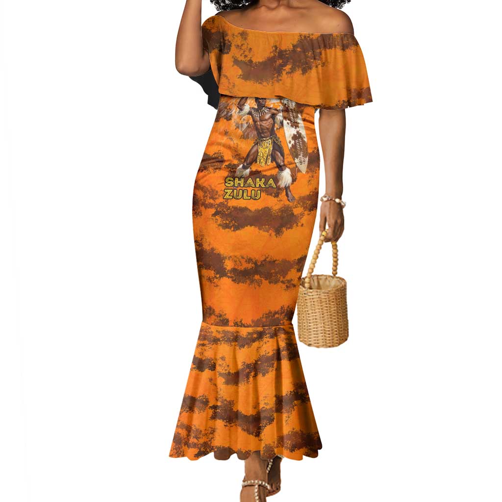Shaka Zulu Mermaid Dress Warrior Fiery Roaring Lion - Never Retreat Never Surrender African Strength and Courage - Wonder Print Shop