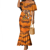 Shaka Zulu Mermaid Dress Warrior Fiery Roaring Lion - Never Retreat Never Surrender African Strength and Courage - Wonder Print Shop