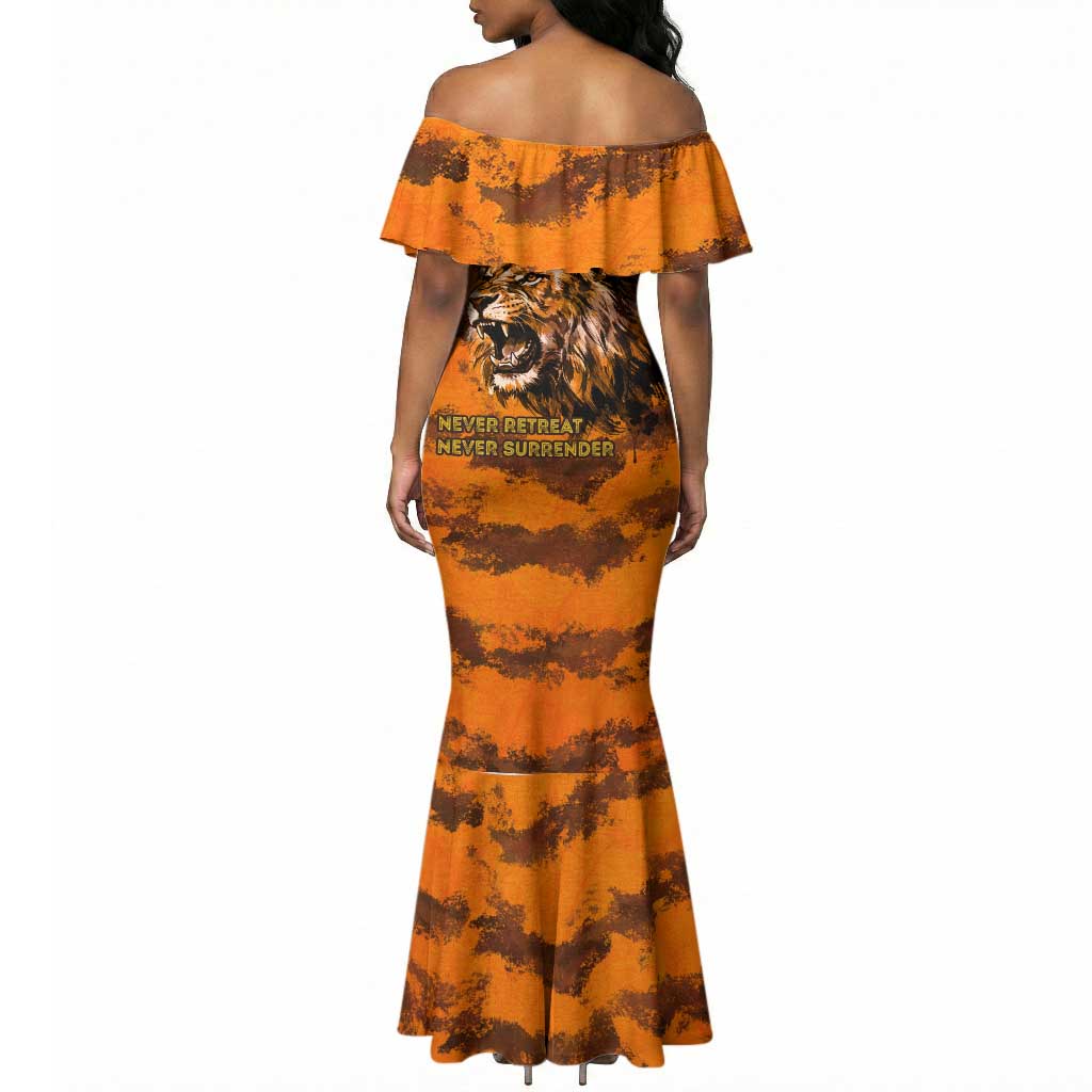 Shaka Zulu Mermaid Dress Warrior Fiery Roaring Lion - Never Retreat Never Surrender African Strength and Courage - Wonder Print Shop