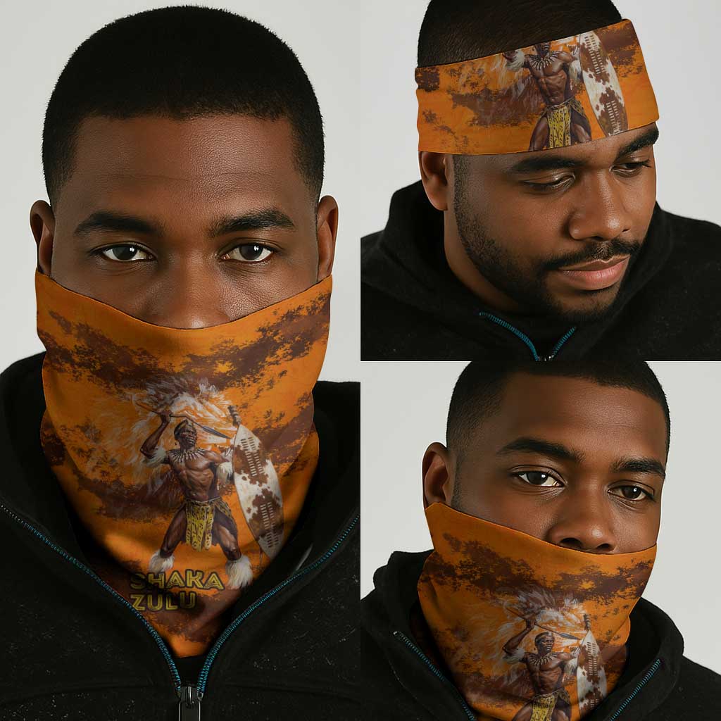 Shaka Zulu Neck Gaiter Warrior Fiery Roaring Lion - Never Retreat Never Surrender African Strength and Courage - Wonder Print Shop
