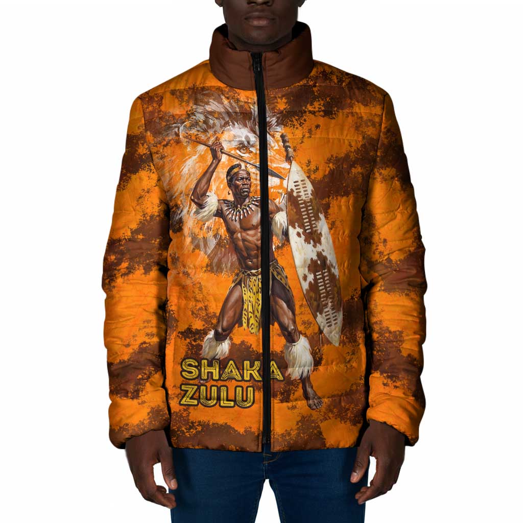 Shaka Zulu Padded Jacket Warrior Fiery Roaring Lion - Never Retreat Never Surrender African Strength and Courage - Wonder Print Shop