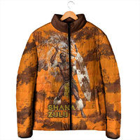 Shaka Zulu Padded Jacket Warrior Fiery Roaring Lion - Never Retreat Never Surrender African Strength and Courage - Wonder Print Shop