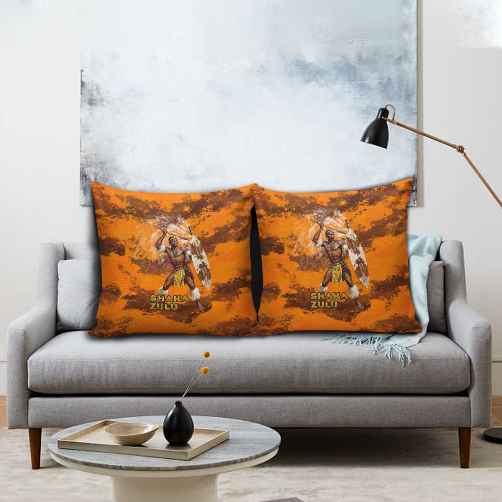 Shaka Zulu Pillow Cover Warrior Fiery Roaring Lion - Never Retreat Never Surrender African Strength and Courage - Wonder Print Shop