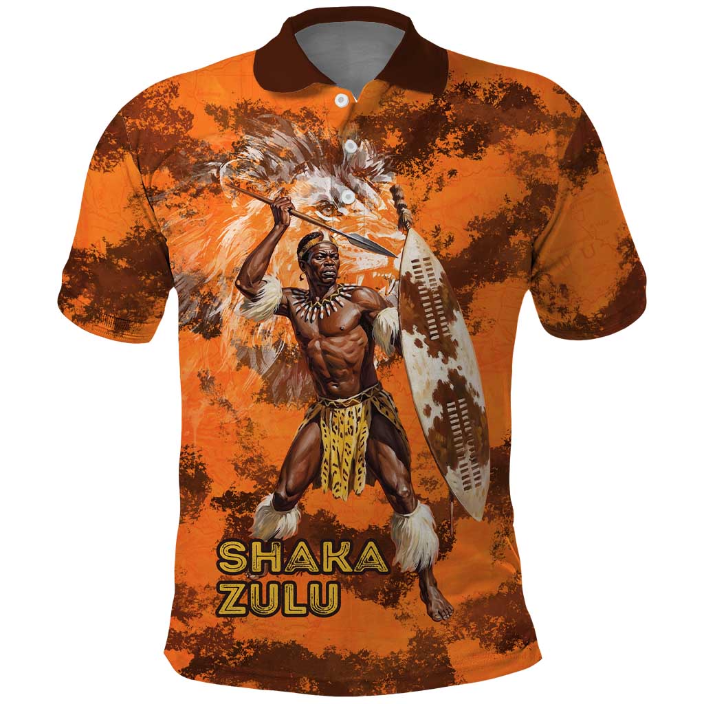 Shaka Zulu Polo Shirt Warrior Fiery Roaring Lion - Never Retreat Never Surrender African Strength and Courage - Wonder Print Shop