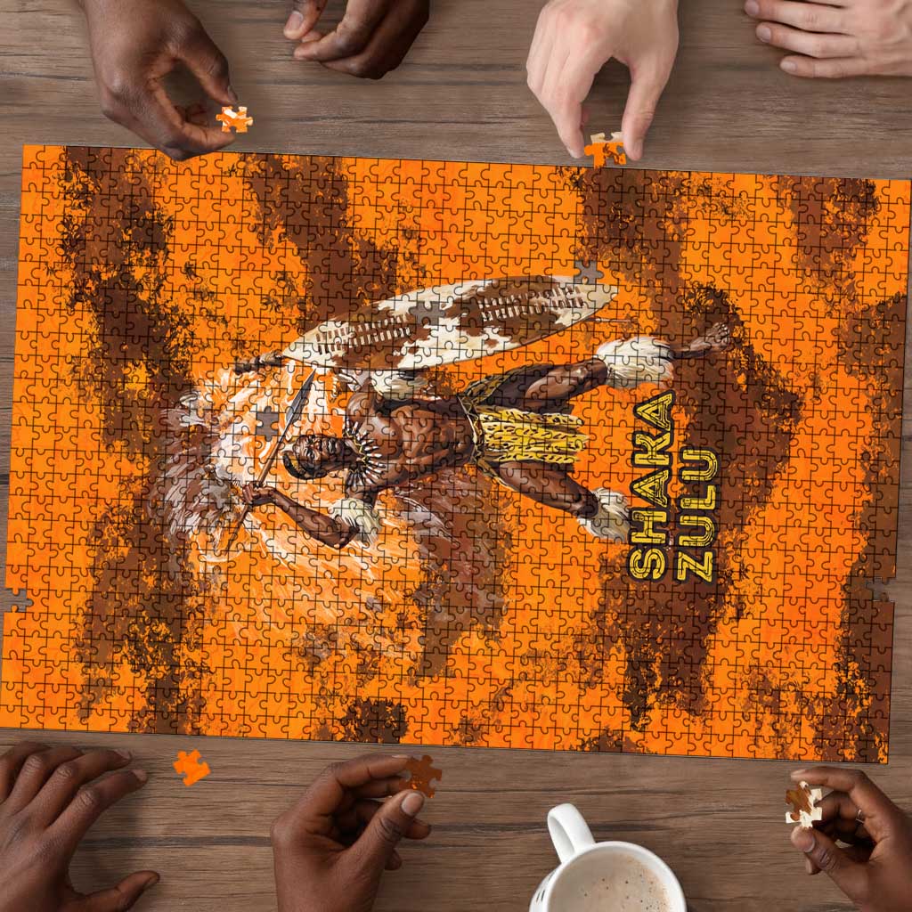 Shaka Zulu Puzzle Warrior Fiery Roaring Lion - Never Retreat Never Surrender African Strength and Courage - Wonder Print Shop