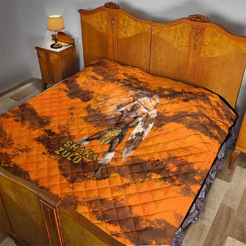 Shaka Zulu Quilt Warrior Fiery Roaring Lion - Never Retreat Never Surrender African Strength and Courage - Wonder Print Shop