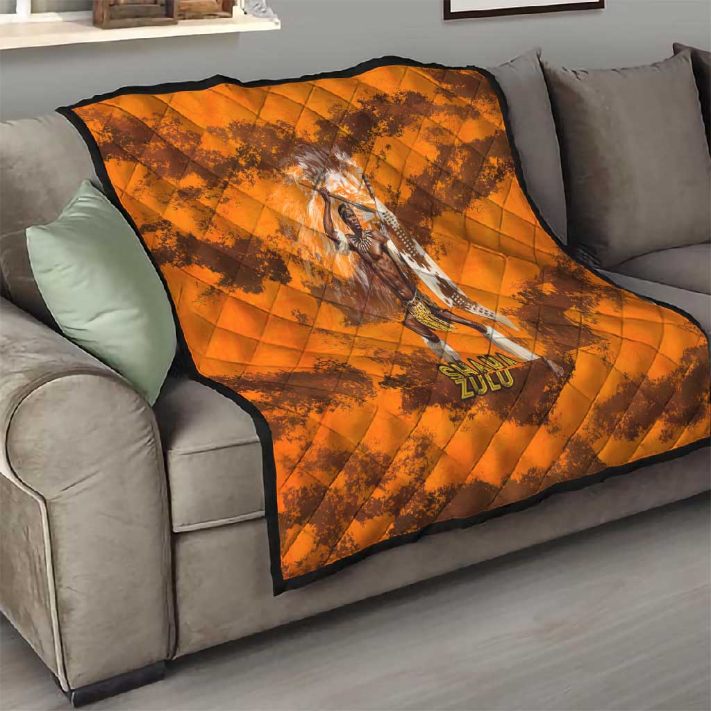 Shaka Zulu Quilt Warrior Fiery Roaring Lion - Never Retreat Never Surrender African Strength and Courage - Wonder Print Shop