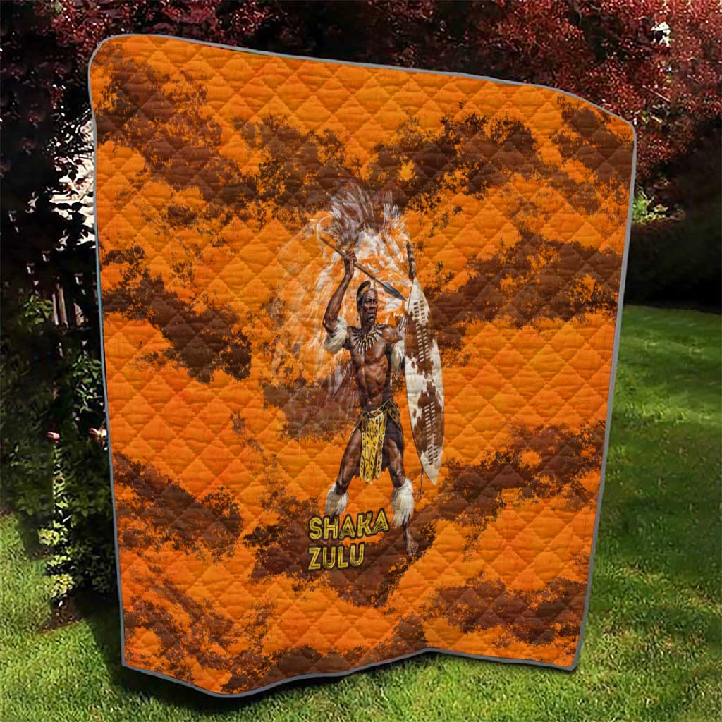 Shaka Zulu Quilt Warrior Fiery Roaring Lion - Never Retreat Never Surrender African Strength and Courage - Wonder Print Shop