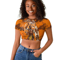 Shaka Zulu Raglan Cropped T shirt Warrior Fiery Roaring Lion - Never Retreat Never Surrender African Strength and Courage - Wonder Print Shop
