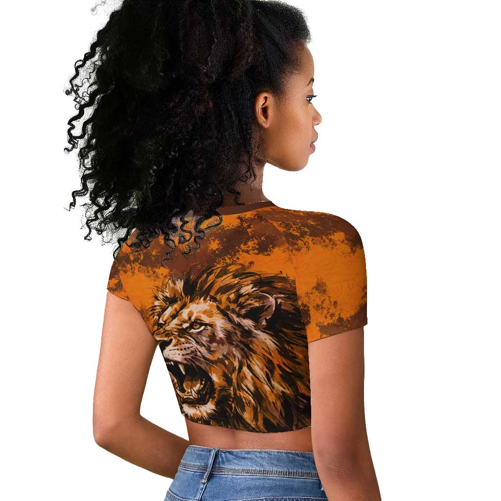 Shaka Zulu Raglan Cropped T shirt Warrior Fiery Roaring Lion - Never Retreat Never Surrender African Strength and Courage - Wonder Print Shop