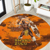 Shaka Zulu Round Carpet Warrior Fiery Roaring Lion - Never Retreat Never Surrender African Strength and Courage - Wonder Print Shop