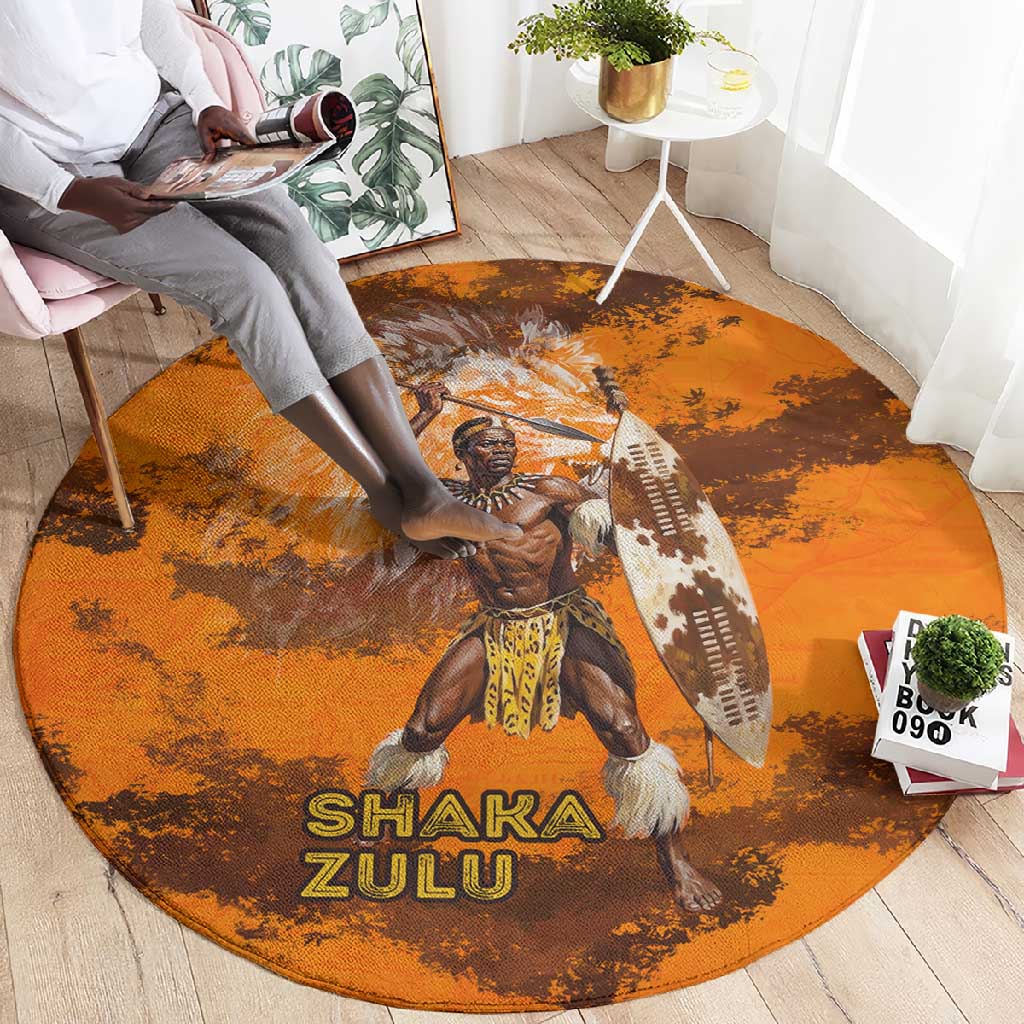 Shaka Zulu Round Carpet Warrior Fiery Roaring Lion - Never Retreat Never Surrender African Strength and Courage - Wonder Print Shop