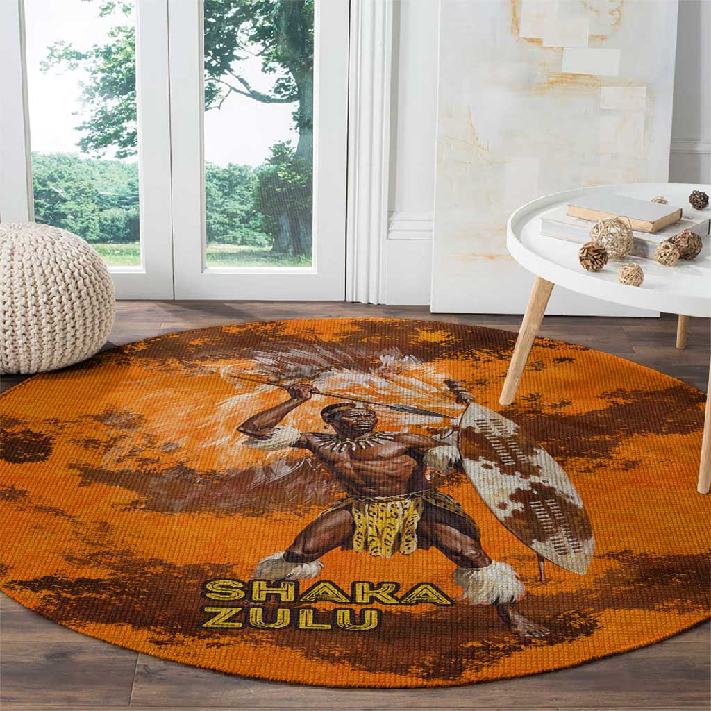 Shaka Zulu Round Carpet Warrior Fiery Roaring Lion - Never Retreat Never Surrender African Strength and Courage - Wonder Print Shop