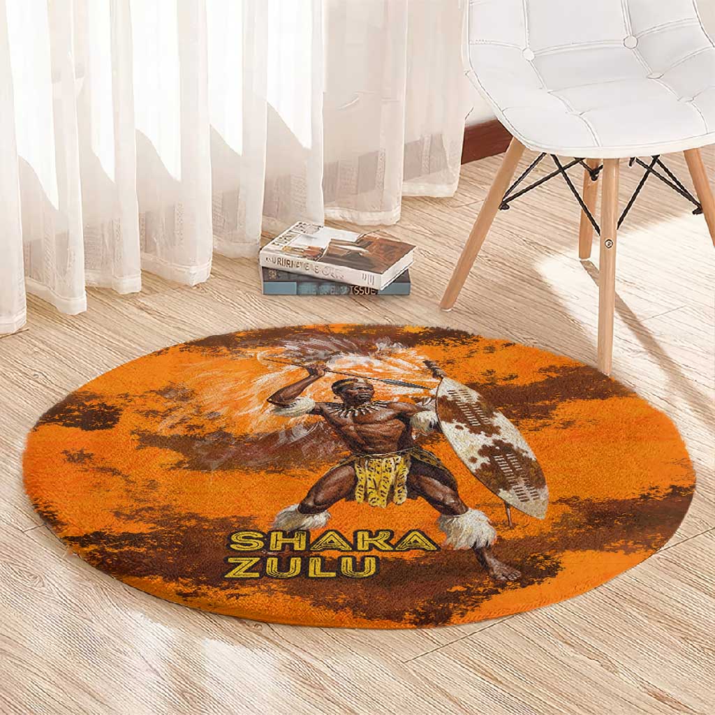 Shaka Zulu Round Carpet Warrior Fiery Roaring Lion - Never Retreat Never Surrender African Strength and Courage - Wonder Print Shop