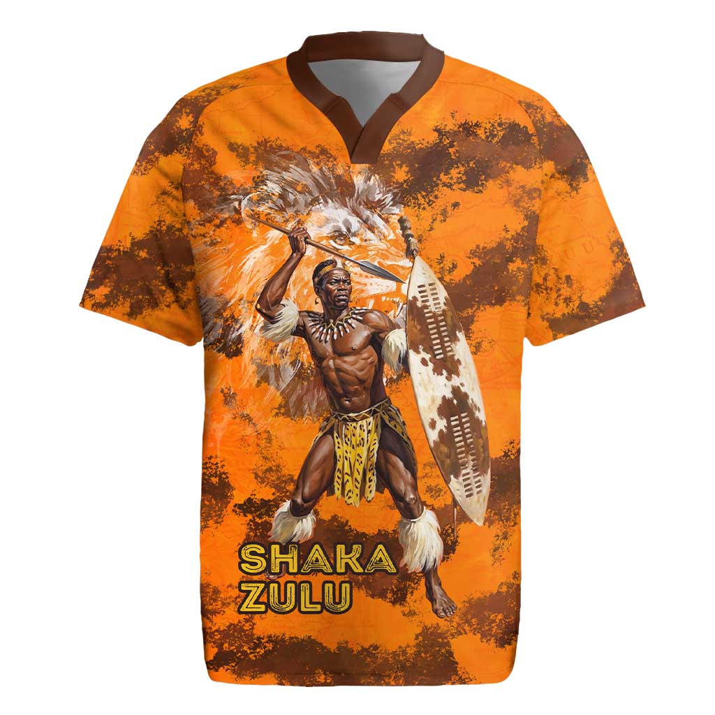 Shaka Zulu Rugby Jersey Warrior Fiery Roaring Lion - Never Retreat Never Surrender African Strength and Courage - Wonder Print Shop