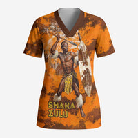 Shaka Zulu Scrub Top Warrior Fiery Roaring Lion - Never Retreat Never Surrender African Strength and Courage - Wonder Print Shop